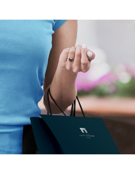 Ring Round Round Bead Round 8-9 mm - Diamonds 0.040 CTS - Gold 375 - Akiaki