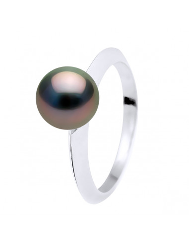 Bague Jonc Biseauté - Perle de Tahiti Ronde 8-9...