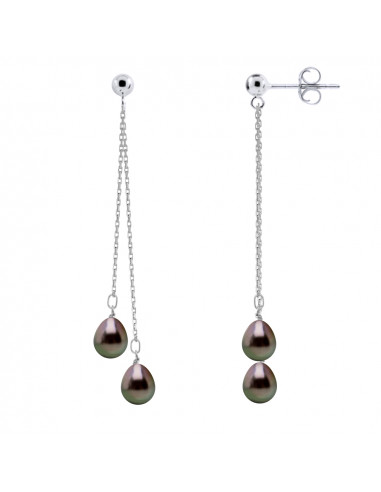 Boucles d'Oreilles Pendantes Perles de Tahiti...