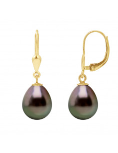 Pendulous pearl pearls pears 9-10 mm - BRISURES SYSTEM -...