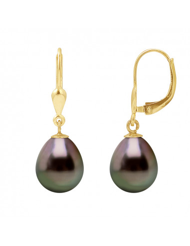 Boucles d'Oreilles Pendantes Perles de Tahiti...