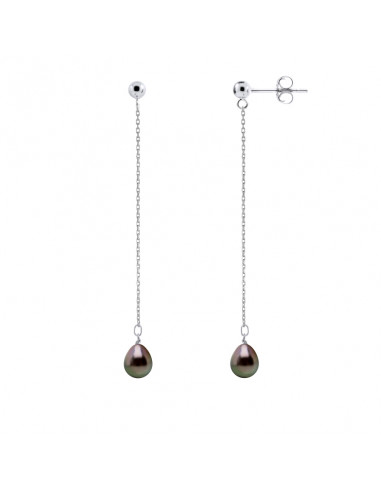 Boucles d'Oreilles Pendantes Perles de Tahiti...