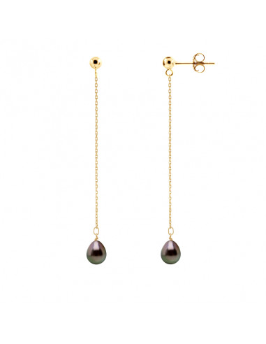 Boucles d'Oreilles Pendantes Perles de Tahiti...