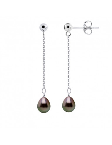 Tahitian pearl pearl earrings 8-9 mm - Gold 375...
