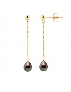 Tahitian pearl pearl earrings 8-9 mm - Gold 375 Strollers...
