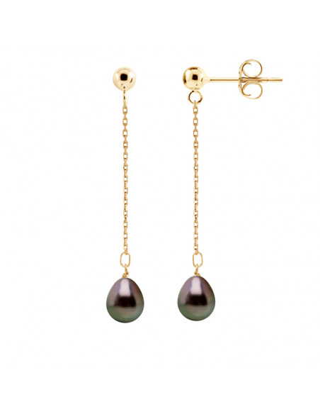 Tahitian pearl pearl earrings 8-9 mm - Gold 375 Strollers Systems - Urukoa