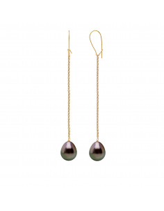 Pendulous pearl pearls pears 9-10 mm - Gold 375 - Hoa