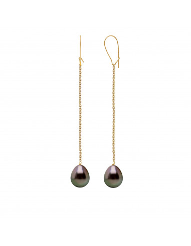 Boucles d'Oreilles Pendantes Perles de Tahiti...