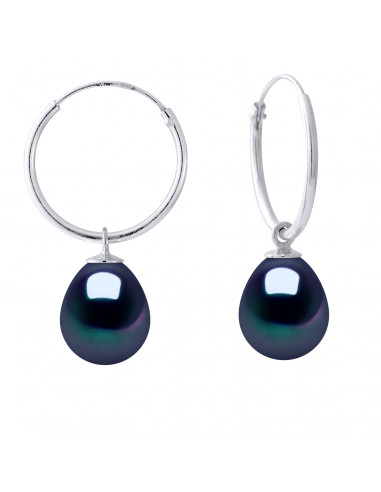 Earrings Pearls 8-9 mm - Creole System - Silver...