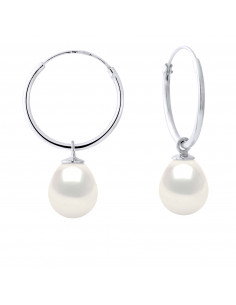 Earrings Pearls 8-9 mm - Creole System - Silver 925 -...