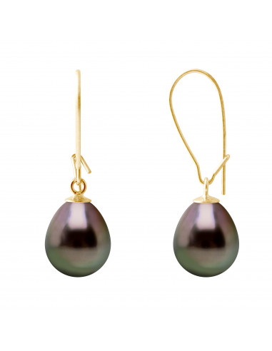 Boucles d'Oreilles Pendantes Perles de Tahiti...