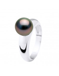 Ring Round Volume - Tahitian Pearl Round 9-10 mm - Silver...