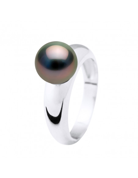 Ring Round Volume - Tahitian Pearl Round 9-10 mm - Silver 925 - poerava