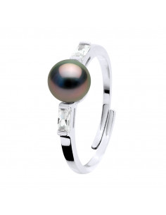 Bague Joaillerie Perle de Tahiti Ronde 8-9 mm - Argent...