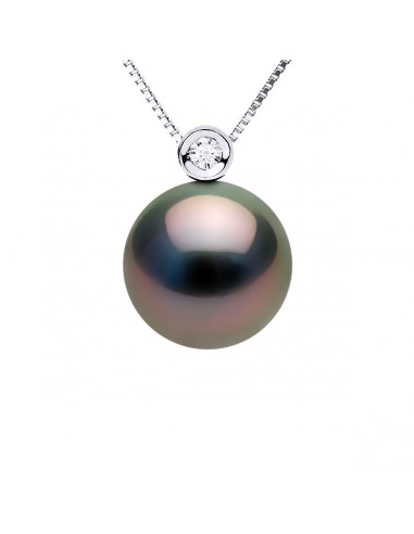 Collier Prestige Perle de Tahiti Ronde 10-11 mm - Diamants 0.010 Cts - Joaillerie Or 375 - NAPARO