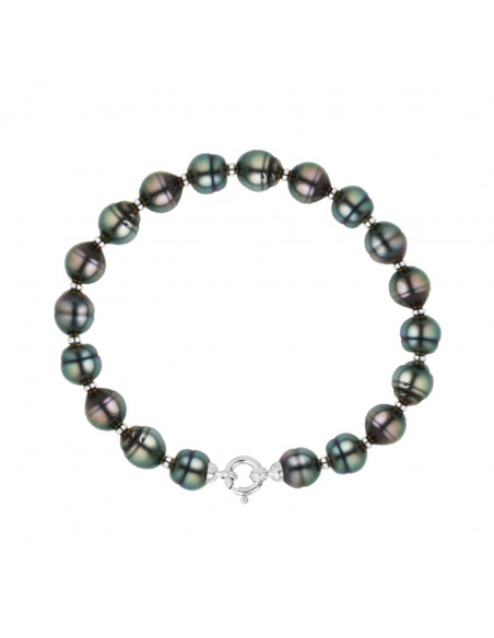 Bracelet Rang de Perles de Tahiti Cerclées 9-10 mm - Or 375 - VAHINE