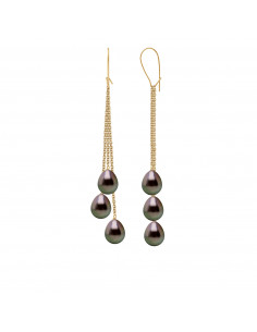Pendant Earrings 6 Tahitian Pearls Poir 8-9 mm - FARDABLE...