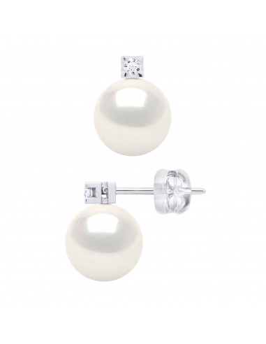 Earrings PRESTIGE Round Beads 8-9 mm - Diamonds...