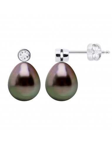Boucles d'Oreilles Perles de Tahiti Poires 8-9...