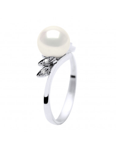 Bague PRESTIGE Perle Ronde 8-9 mm - Diamants...