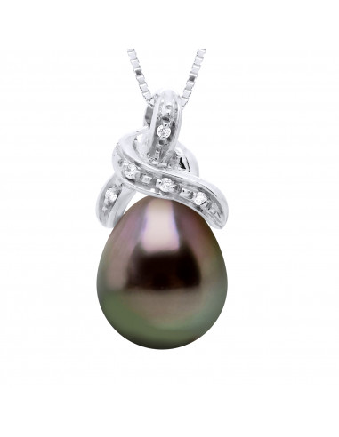 Collier Prestige Perle de Tahiti Poire 9-10 mm - Diamants 0.040 Cts - Joaillerie Or 750 - NAPANUI