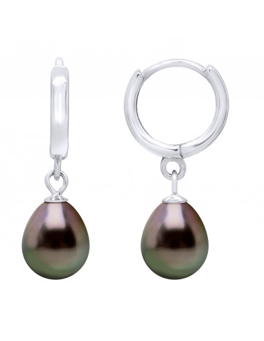 Boucles d'Oreilles Créoles Perle de Tahiti...