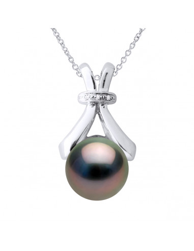 Collier Prestige Perle de Tahiti Ronde 7-8 mm - Diamant 0.010 Cts - Joaillerie Or 375 - MAKARAVA