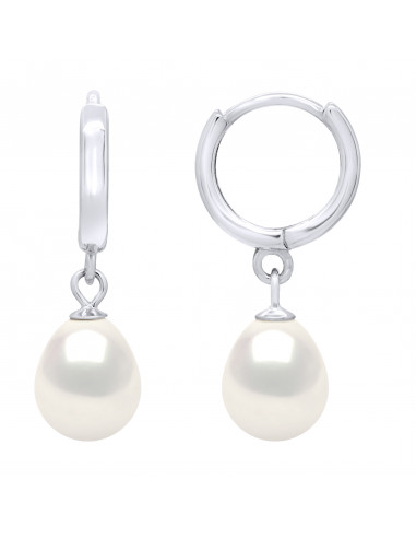Boucles d'Oreilles Créoles Perles Poires 8-9 mm...
