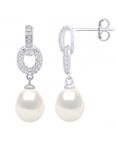 Boucles d'Oreilles Joaillerie Perles Poires 8-9 mm - Argent 925 - PRADO