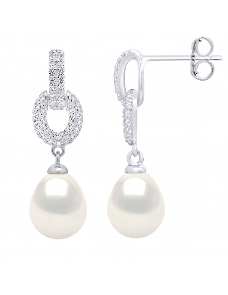 Boucles d'Oreilles Joaillerie Perles Poires 8-9 mm - Argent 925 - PRADO