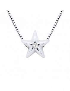 Collier Diamant 0.030 Cts Serti Etoile - Chaîne...