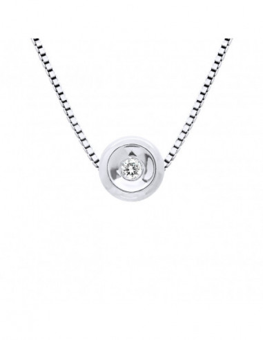 Collier Diamant 0.030 Cts Serti Clos - Chaîne Vénitienne - Argent 925 - CAPRI