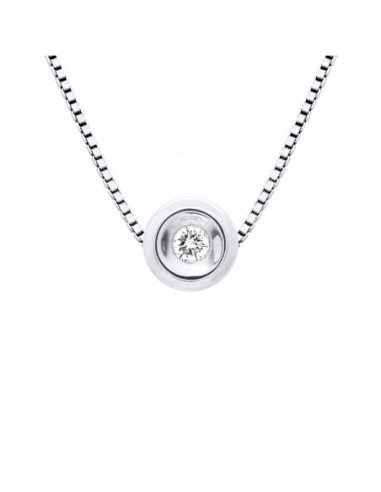 Collier Diamant 0.050 Cts Serti Clos - Chaîne Vénitienne - Argent 925 - VARAZZE