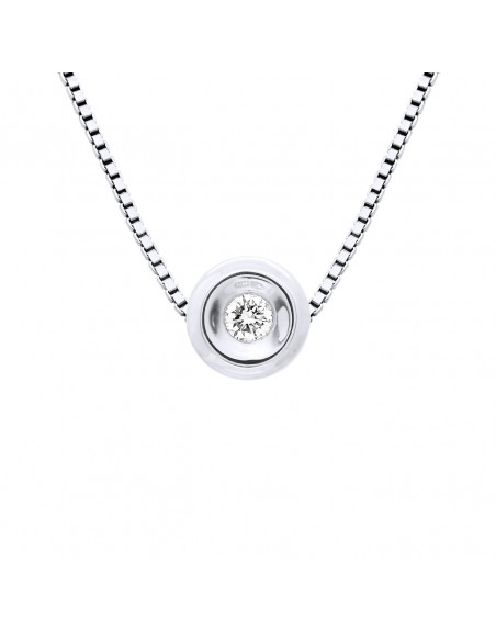 Diamond Necklace 0.050 Cts Serti Clos - Venetian Chain - Silver 925 - VARAZZE