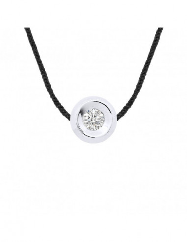 Collier Lien Cordon Diamant 0.050 Cts Serti...