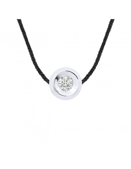Collier Lien Cordon Diamant 0.050 Cts Serti Clos - Argent 925 - ALBENGA