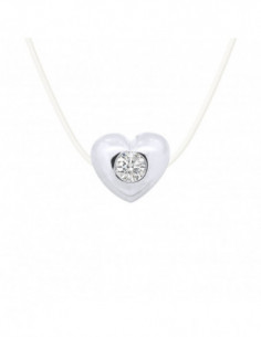 Collier Nylon Transparent Diamant 0.050 Cts Serti Coeur -...