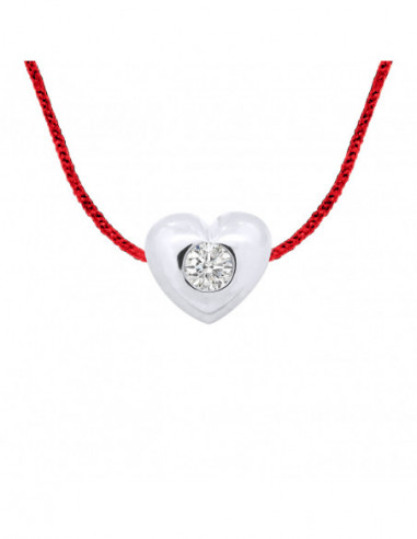 Collier Lien Cordon Diamant 0.050 Cts Serti Coeur - Argent 925 - ANTALAYA