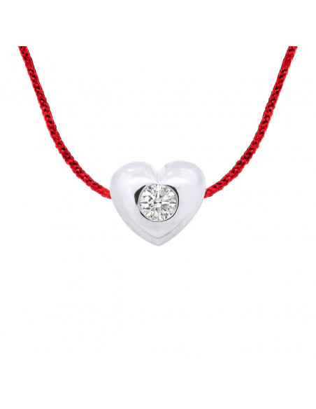 Necklace Link Cord Diamond 0.050 Cts Serti Heart - Silver 925 - ANTALAYA