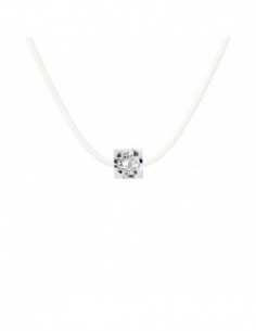 Clear Nylon Necklace Diamond 0.030 CTS Serti Claw -...