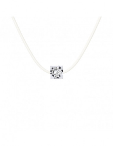 Clear Nylon Necklace Diamond 0.030 CTS Serti...