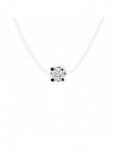 Clear Nylon Necklace Diamond 0.050 CTS Serti Claw -...