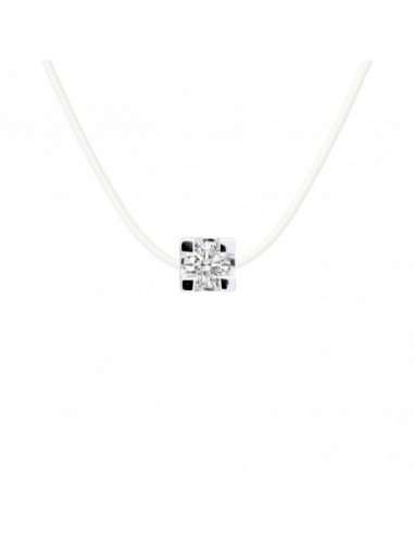 Clear Nylon Necklace Diamond 0.050 CTS Serti...