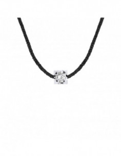 Collier Lien Cordon Diamant 0.030 Cts Serti Griffe -...