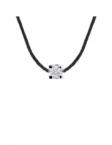 Collier Lien Cordon Diamant 0.050 Cts Serti Griffe - Argent 925 - MARBELLA