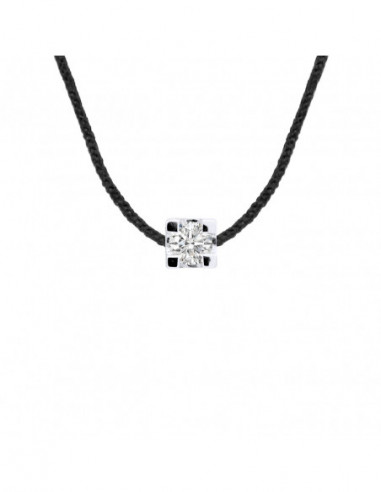 Collier Lien Cordon Diamant 0.050 Cts Serti...