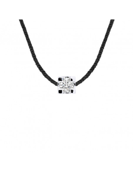 Collier Lien Cordon Diamant 0.050 Cts Serti Griffe - Argent 925 - MARBELLA