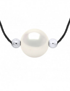 Collier Lien Cordon Noir Perle 9-10 mm - Argent 925 -...