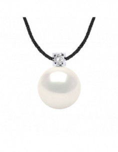 Collier Lien Cordon Perle 8-9 mm - Diamant 0.030 Cts -...