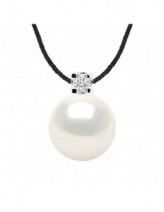 Collier Lien Cordon Perle 9-10 mm - Diamant 0.050 Cts -...